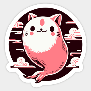 Cute pink Ghost cat Sticker